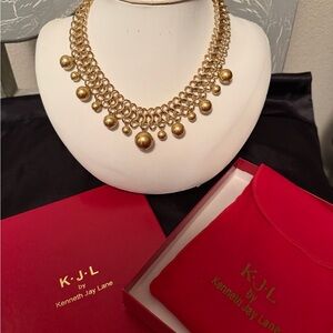 Kenneth Jay Lane Gold Necklace 13th Anniversary Edition 1990’s vintage